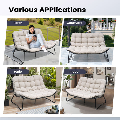 Pellebant Waterproof Outdoor Loveseat 2-Seater Patio Sofa with Wheels