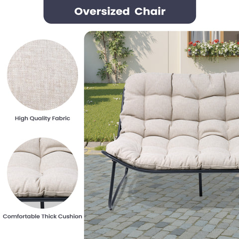 Pellebant Waterproof Outdoor Loveseat 2-Seater Patio Sofa with Wheels