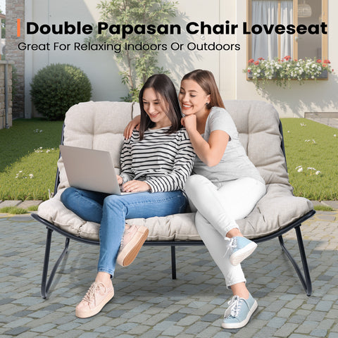 Pellebant Waterproof Outdoor Loveseat 2-Seater Patio Sofa with Wheels