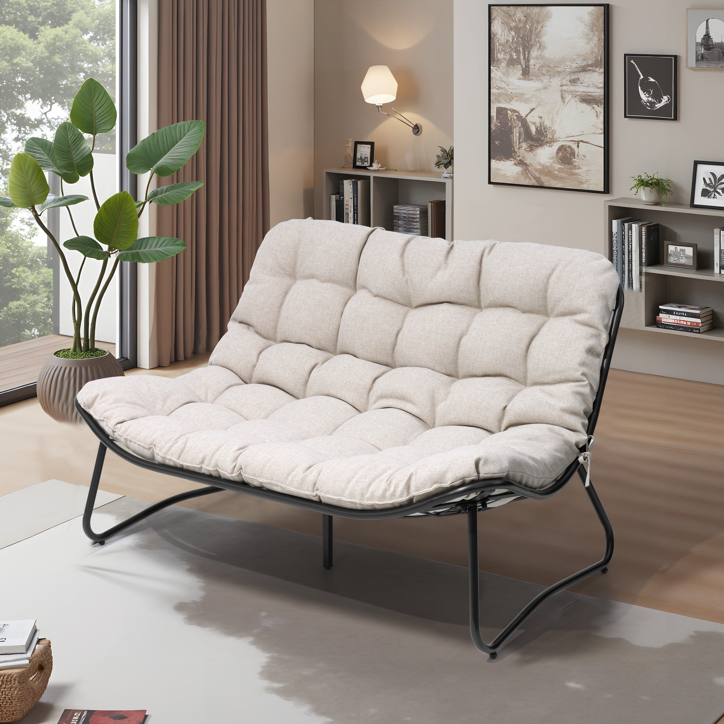 Pellebant Waterproof Outdoor Loveseat 2-Seater Patio Sofa with Wheels