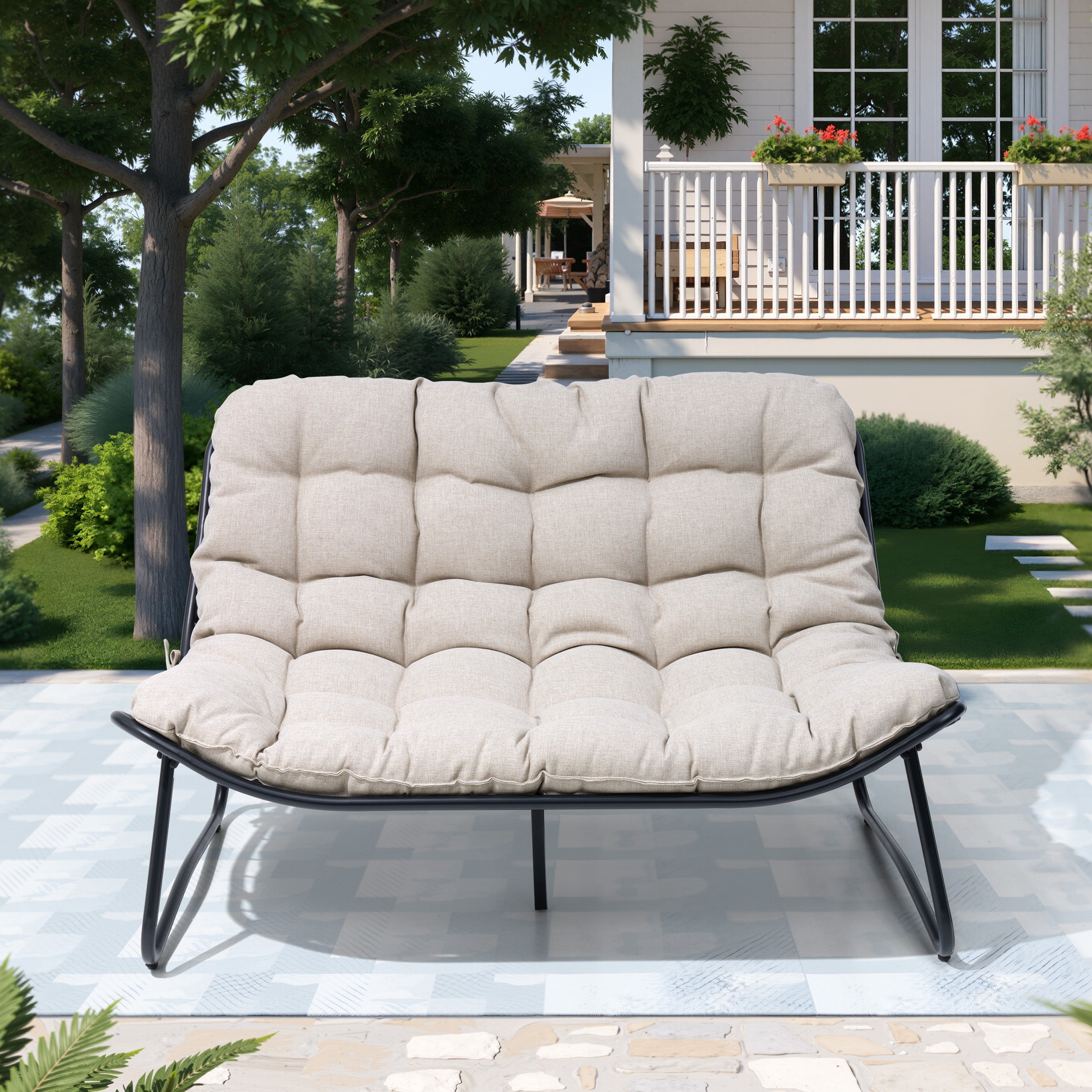 Pellebant Waterproof Outdoor Loveseat 2-Seater Patio Sofa with Wheels