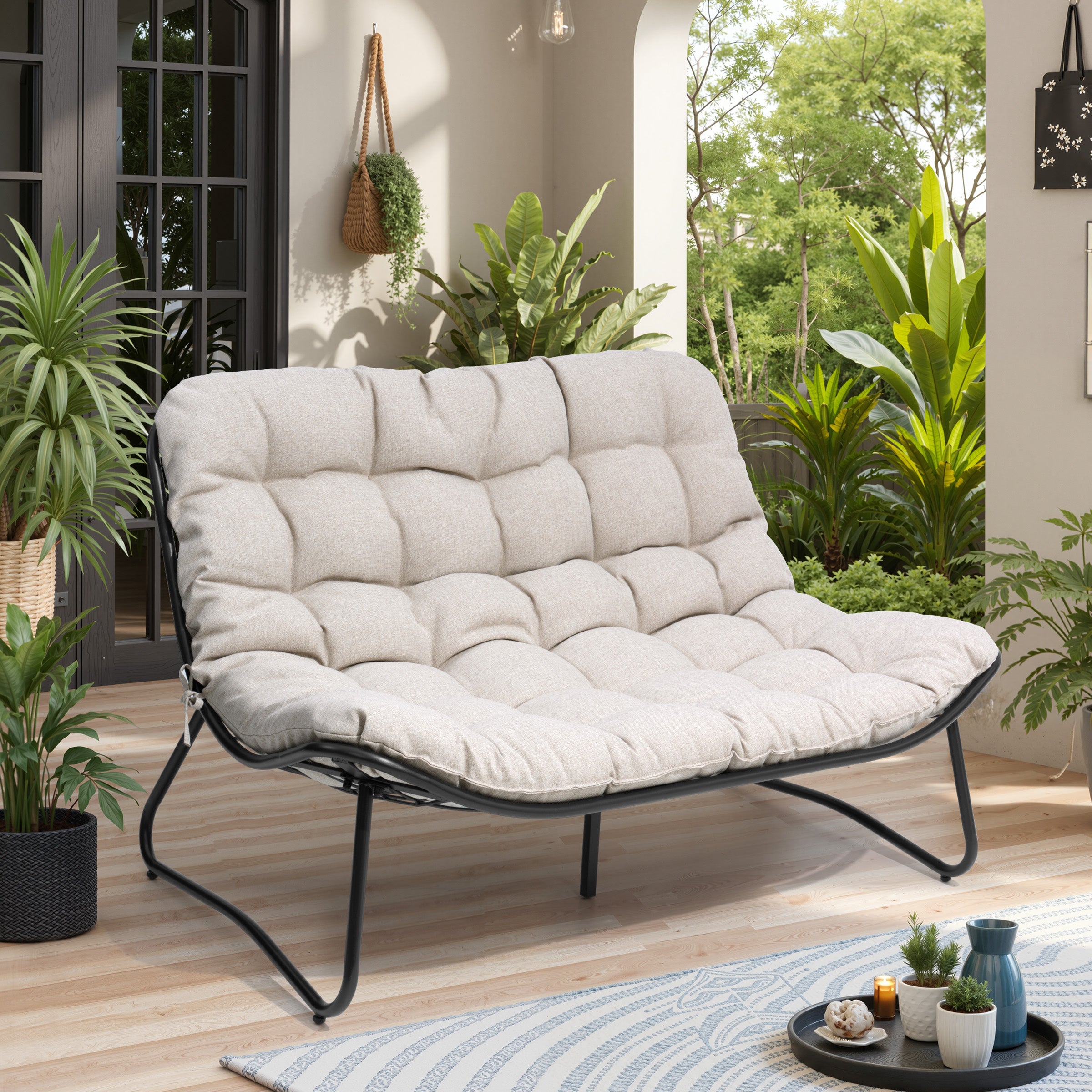 Pellebant Waterproof Outdoor Loveseat 2-Seater Patio Sofa with Wheels