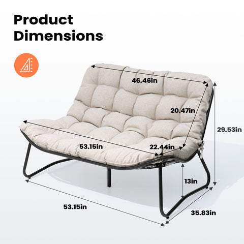Pellebant Waterproof Outdoor Loveseat 2-Seater Patio Sofa with Wheels