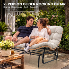 2-Seat Glider Rocking Chair with Cushion