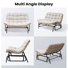 2-Seat Glider Rocking Chair with Cushion