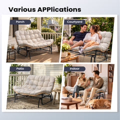 2-Seat Glider Rocking Chair with Cushion