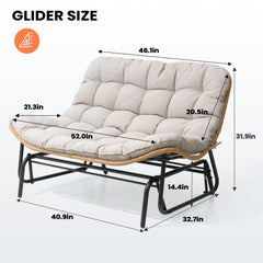 2-Seat Glider Rocking Chair with Cushion