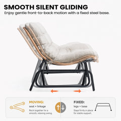 2-Seat Glider Rocking Chair with Cushion