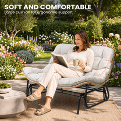 2-Seat Glider Rocking Chair with Cushion