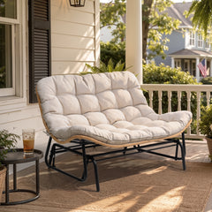 2-Seat Glider Rocking Chair with Cushion