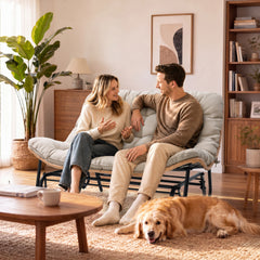 2-Seat Glider Rocking Chair with Cushion