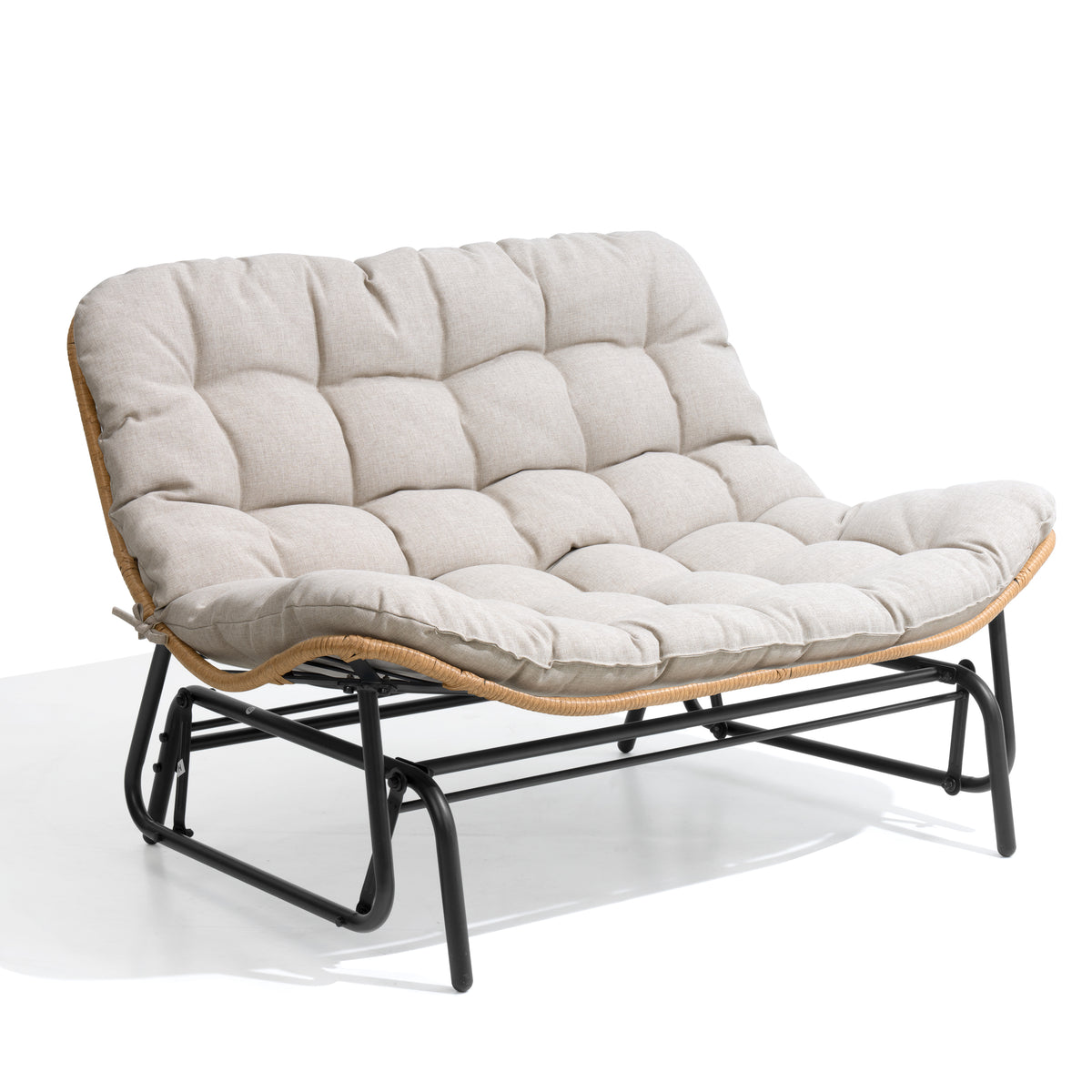 2-Seat Glider Rocking Chair with Cushion