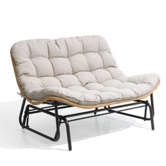 2-Seat Glider Rocking Chair with Cushion