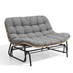 2-Seat Glider Rocking Chair with Cushion