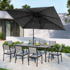 10 x 7 ft. Rectangular Outdoor Aluminum Market Umbrella with Double Top and Tilt