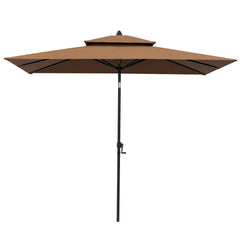 10 x 7 ft. Rectangular Outdoor Aluminum Market Umbrella with Double Top and Tilt
