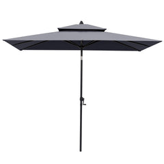 10 x 7 ft. Rectangular Outdoor Aluminum Market Umbrella with Double Top and Tilt