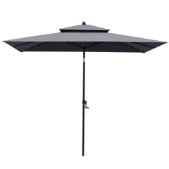 10 x 7 ft. Rectangular Outdoor Aluminum Market Umbrella with Double Top and Tilt