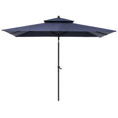 10 x 7 ft. Rectangular Outdoor Aluminum Market Umbrella with Double Top and Tilt