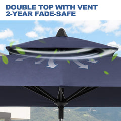 10 x 7 ft. Rectangular Outdoor Aluminum Market Umbrella with Double Top and Tilt