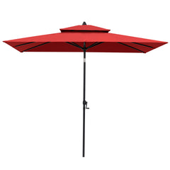 10 x 7 ft. Rectangular Outdoor Aluminum Market Umbrella with Double Top and Tilt