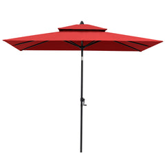 10 x 7 ft. Rectangular Outdoor Aluminum Market Umbrella with Double Top and Tilt