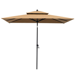 10 x 7 ft. Rectangular Outdoor Aluminum Market Umbrella with Double Top and Tilt