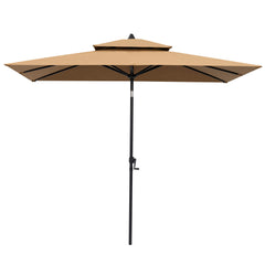 10 x 7 ft. Rectangular Outdoor Aluminum Market Umbrella with Double Top and Tilt
