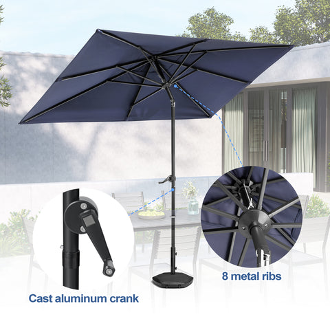 Pellebant Outdoor 9x5 ft Rectangular Market Umbrella Double Top Aluminum Tilt