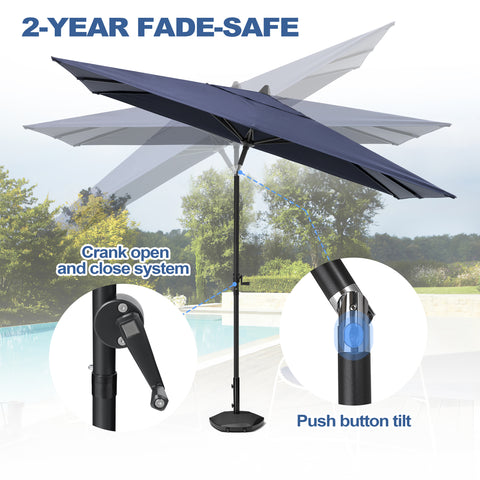 Pellebant Outdoor 9x5 ft Rectangular Market Umbrella Double Top Aluminum Tilt