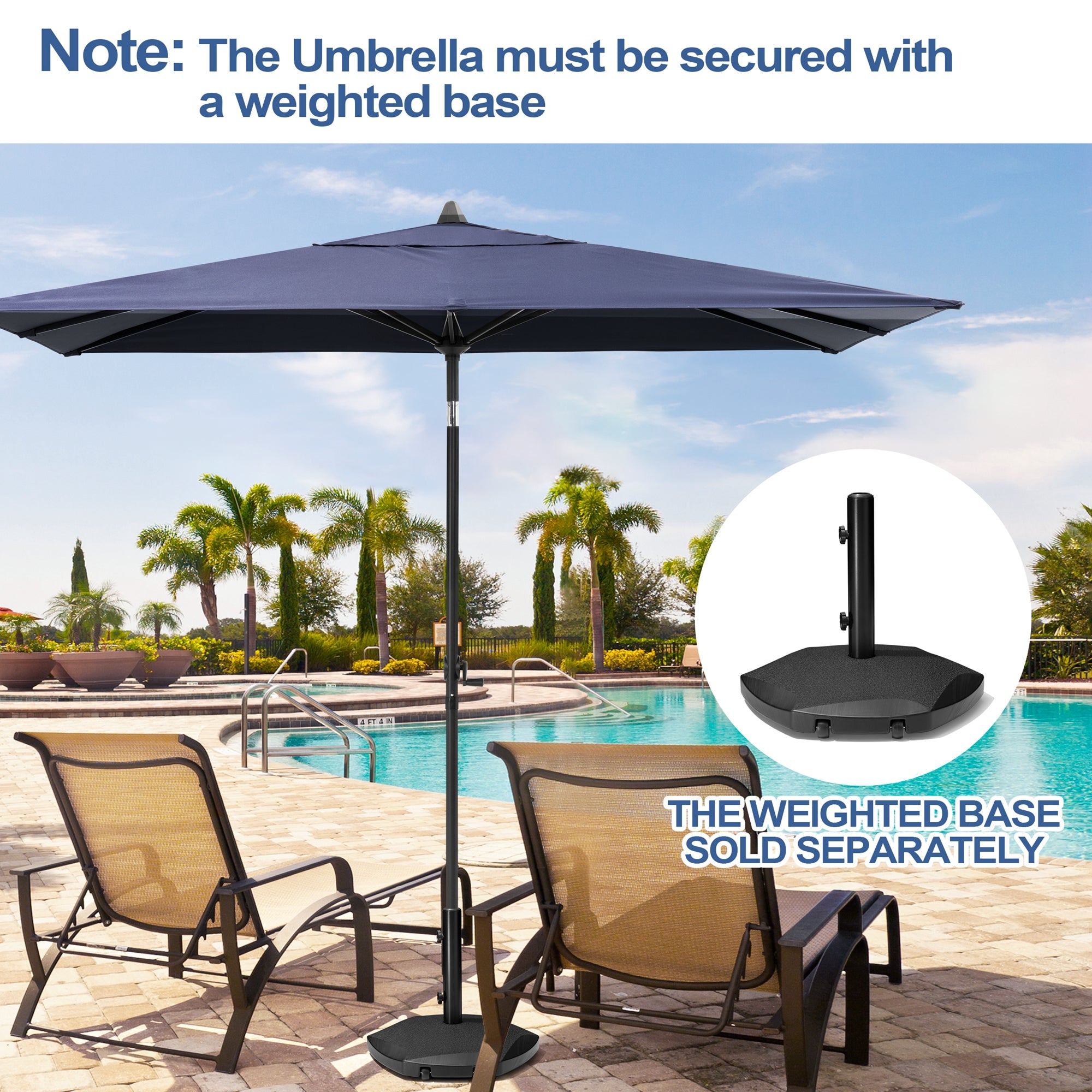 Pellebant Outdoor 9x5 ft Rectangular Market Umbrella Double Top Aluminum Tilt