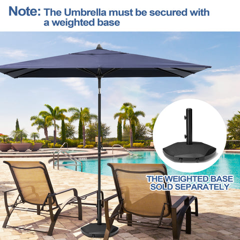 Pellebant Outdoor 9x5 ft Rectangular Market Umbrella Double Top Aluminum Tilt