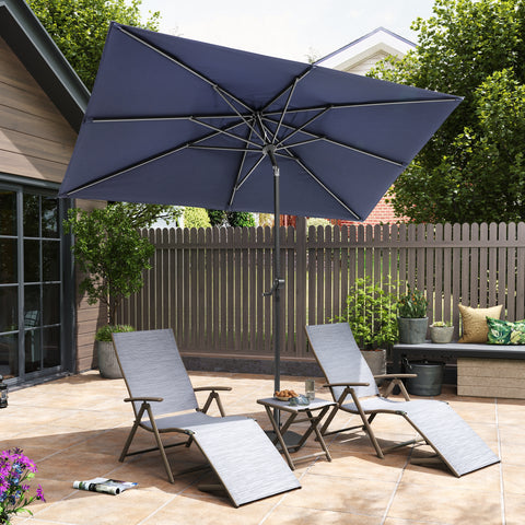 Pellebant Outdoor 9x5 ft Rectangular Market Umbrella Double Top Aluminum Tilt