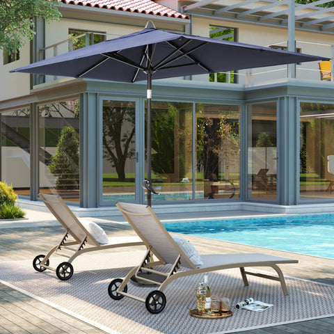 Pellebant Outdoor 9x5 ft Rectangular Market Umbrella Double Top Aluminum Tilt