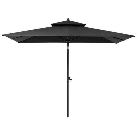 Pellebant Outdoor 9x5 ft Extra Large Rectangular Market Umbrella Double Top Aluminum Tilt