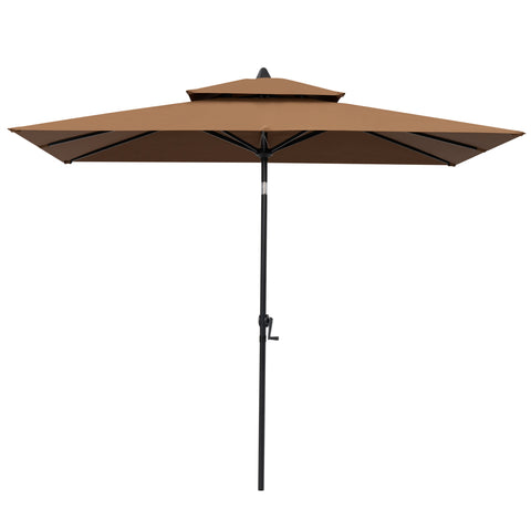 Pellebant Outdoor 9x5 ft Extra Large Rectangular Market Umbrella Double Top Aluminum Tilt