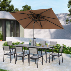 9 x 5 ft. Rectangular Outdoor Aluminum Market Umbrella with Double Top and Tilt