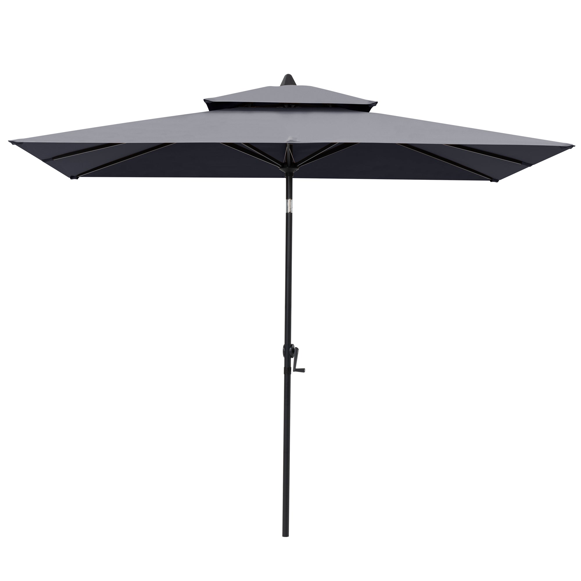 Pellebant Outdoor 9x5 ft Extra Large Rectangular Market Umbrella Double Top Aluminum Tilt