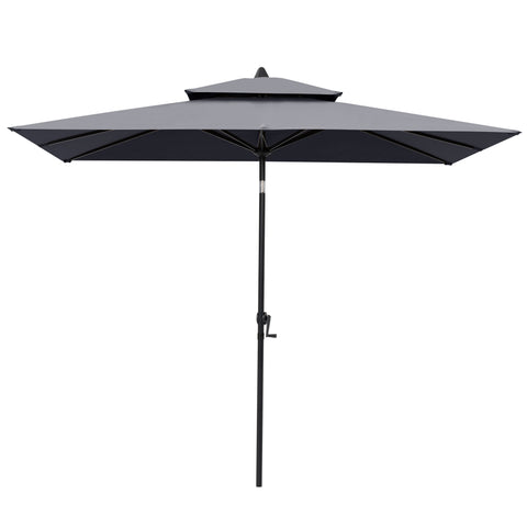 Pellebant Outdoor 9x5 ft Extra Large Rectangular Market Umbrella Double Top Aluminum Tilt