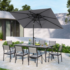 9 x 5 ft. Rectangular Outdoor Aluminum Market Umbrella with Double Top and Tilt