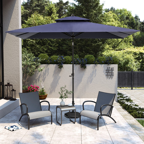 Pellebant Outdoor 9x5 ft Extra Large Rectangular Market Umbrella Double Top Aluminum Tilt