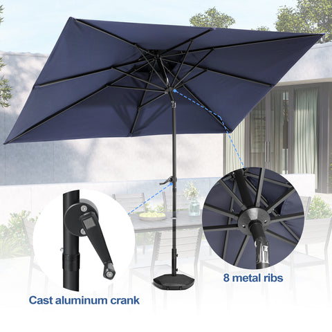 Pellebant Outdoor 9x5 ft Extra Large Rectangular Market Umbrella Double Top Aluminum Tilt