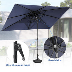 9 x 5 ft. Rectangular Outdoor Aluminum Market Umbrella with Double Top and Tilt