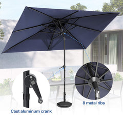9 x 5 ft. Rectangular Outdoor Aluminum Market Umbrella with Double Top and Tilt