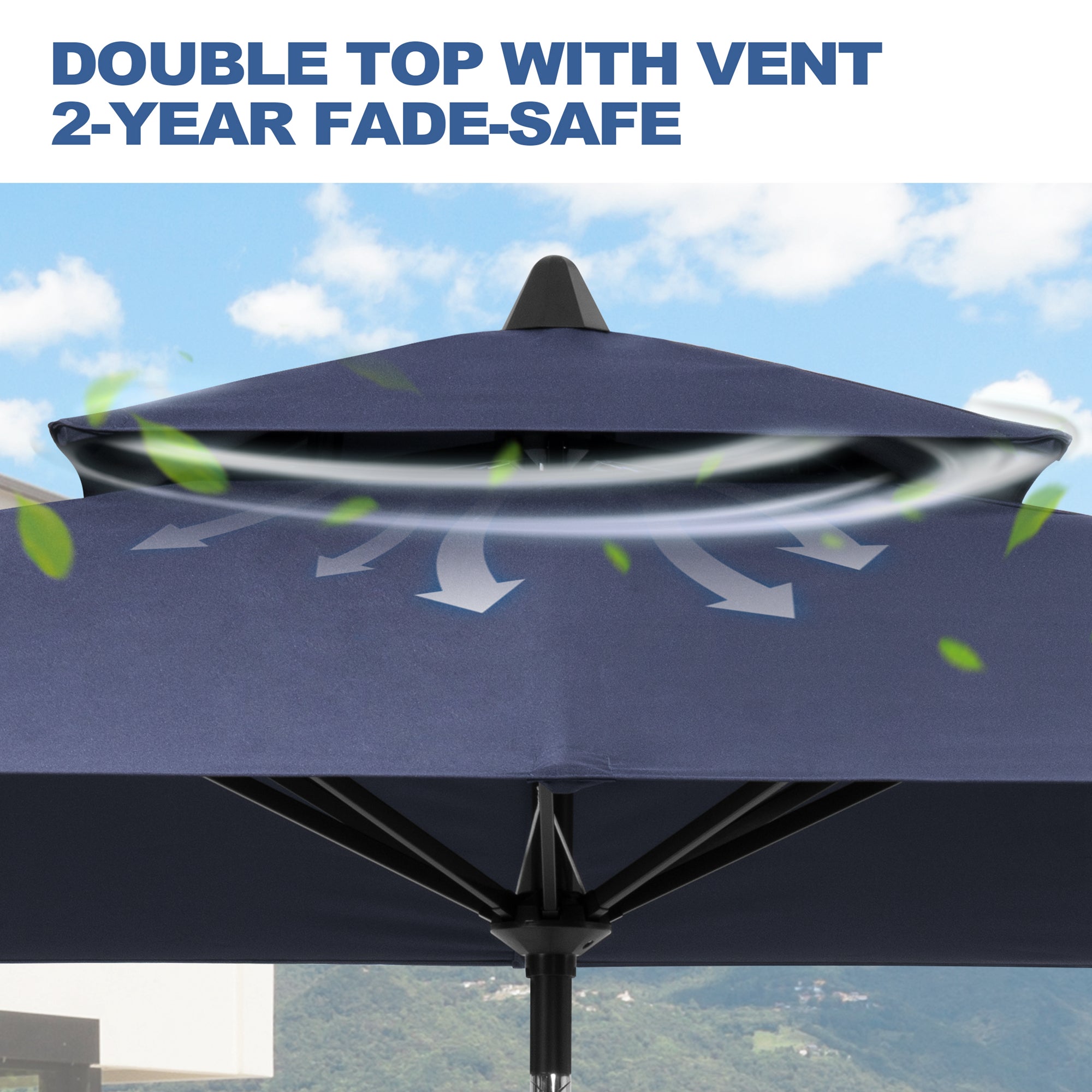 Pellebant Outdoor 9x5 ft Extra Large Rectangular Market Umbrella Double Top Aluminum Tilt