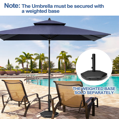 Pellebant Outdoor 9x5 ft Extra Large Rectangular Market Umbrella Double Top Aluminum Tilt