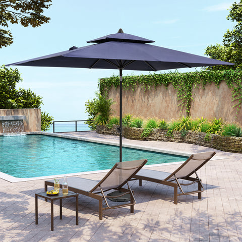 Pellebant Outdoor 9x5 ft Extra Large Rectangular Market Umbrella Double Top Aluminum Tilt