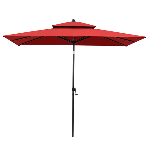 Pellebant Outdoor 9x5 ft Extra Large Rectangular Market Umbrella Double Top Aluminum Tilt