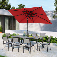 9 x 5 ft. Rectangular Outdoor Aluminum Market Umbrella with Double Top and Tilt