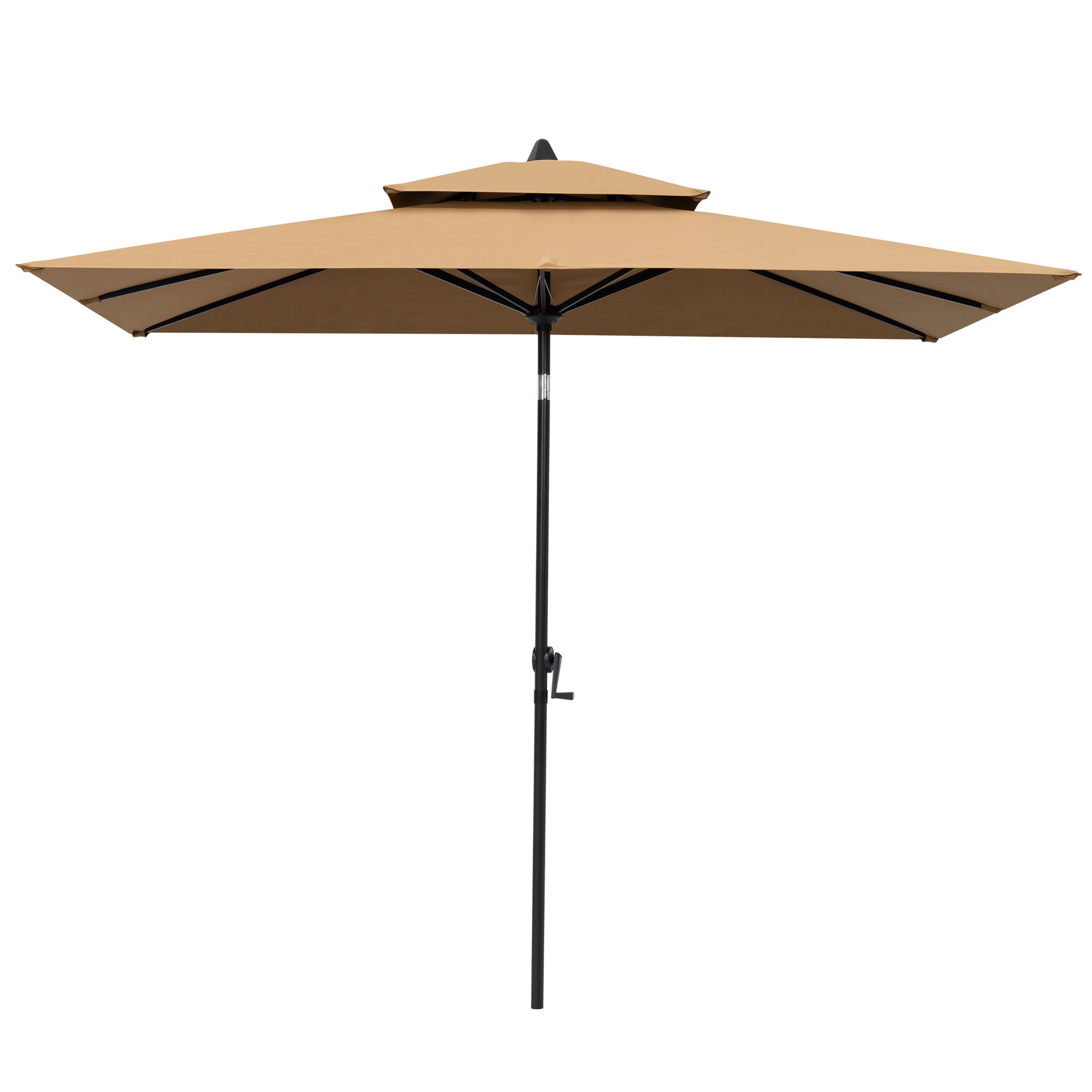 Pellebant Outdoor 9x5 ft Extra Large Rectangular Market Umbrella Double Top Aluminum Tilt